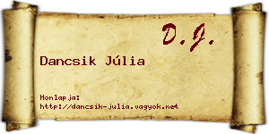 Dancsik Júlia névjegykártya