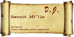 Dancsik Júlia névjegykártya